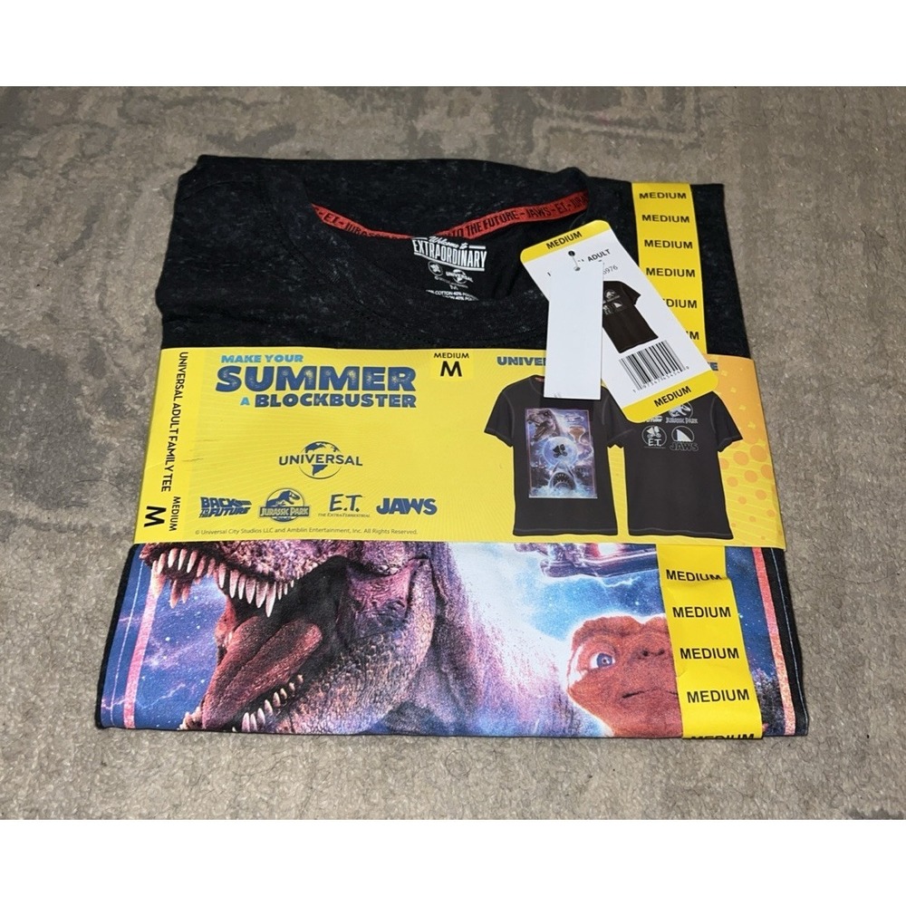NEW MENS Universal Summer Blockbuster T Shirt Jurassic Park‎ Jaws ET Sz Medium